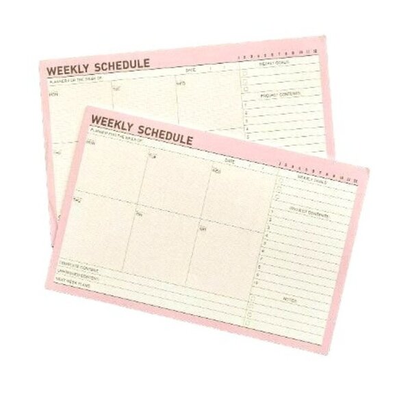Weekly Planner Notepad Tear Off  Pads Pink White 20 pages X 2 - Picture 1 of 3